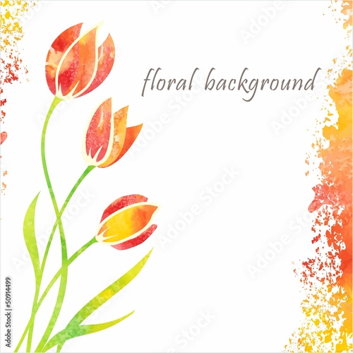 Fototapeta Naklejka Na Ścianę i Meble -  Bouquet of tulips. Floral background. Birthday card.