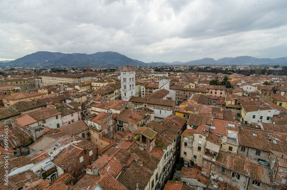 Aerial View of Lucca from Clock 's Tower