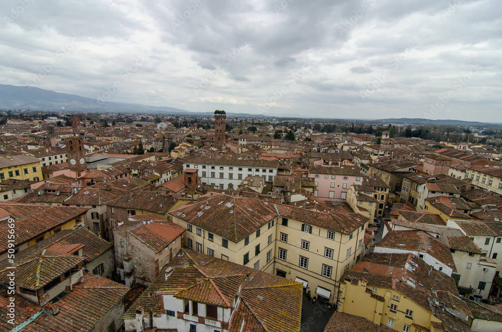 Aerial View of Lucca from Clock 's Tower