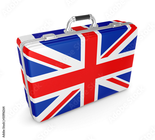 Suitcase with flag of UK.