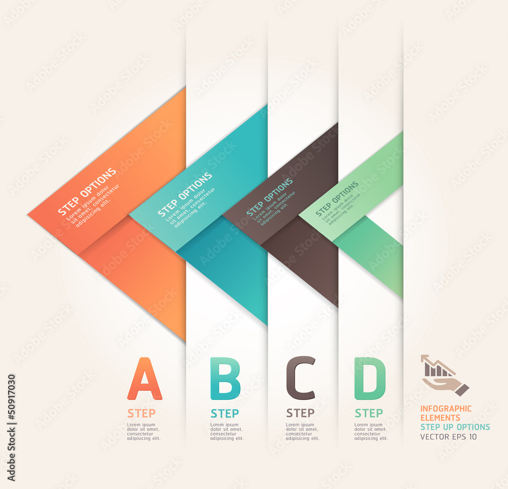Modern arrow origami style step up options banner. Modern arrow origami style step up options banner.