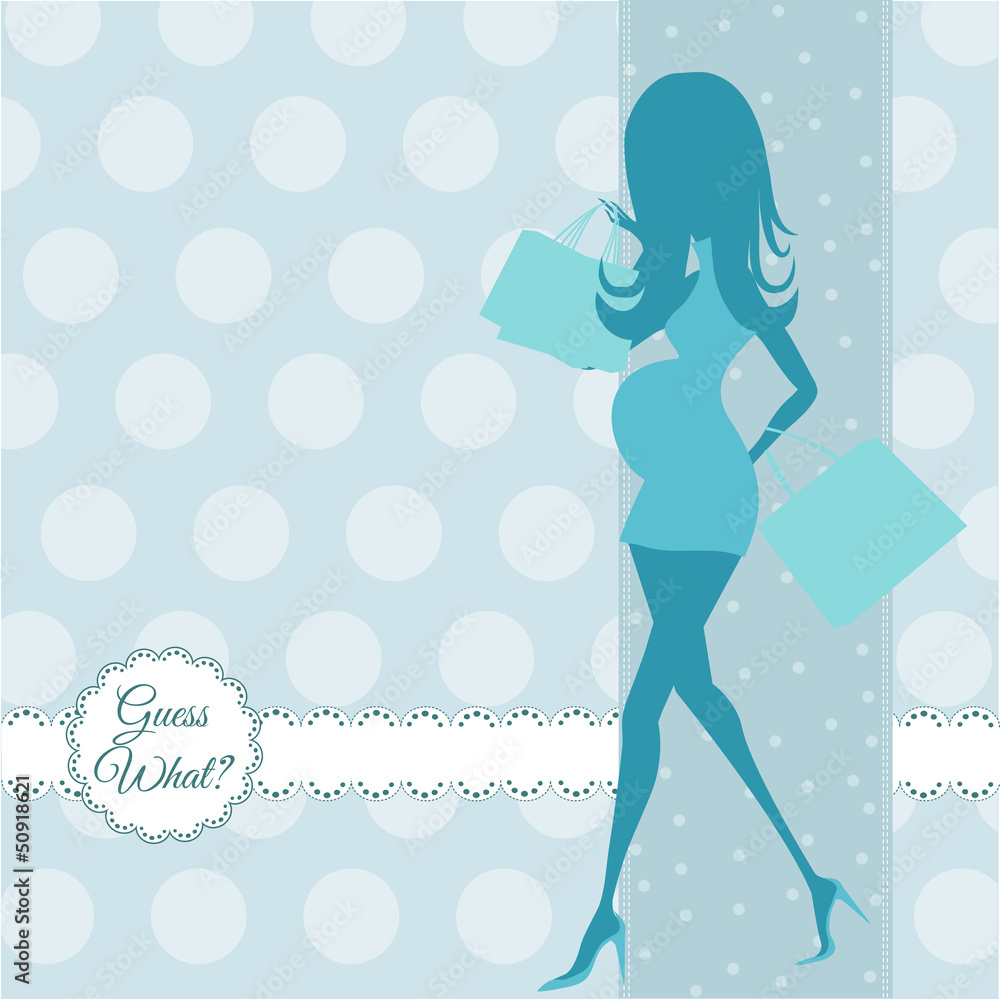 baby announcement card with beautiful pregnant woman on shopping baby announcement card with beautiful pregnant woman on shopping