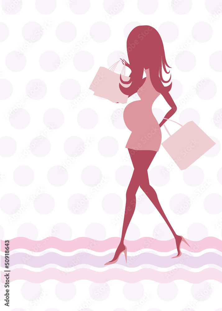 baby announcement card with beautiful pregnant woman on shopping baby announcement card with beautiful pregnant woman on shopping