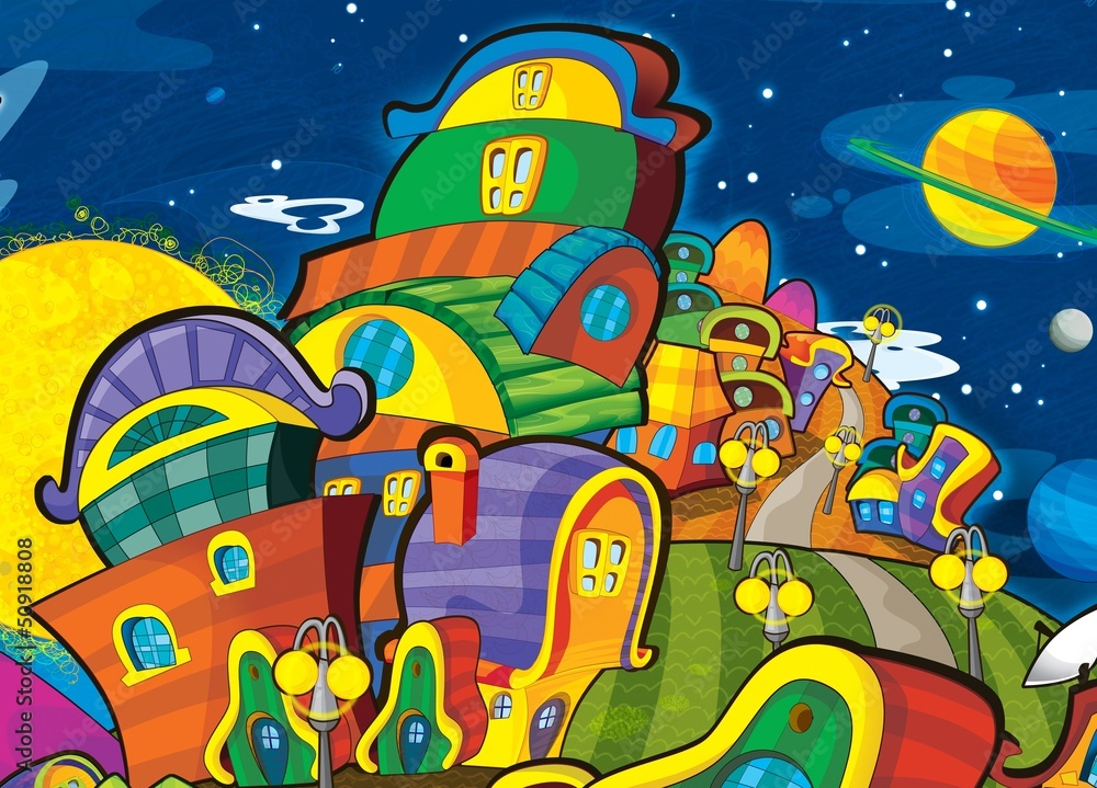 Fototapeta premium The aliens - ufo - for kids