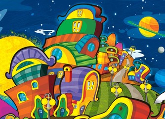 Fototapete Kosmos Aliens und Ufo Weltraumabenteuer Kinder  © honeyflavour