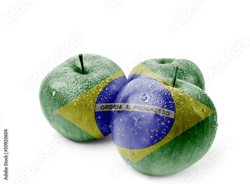 Brazil flag on apples, one of the biggest apple's producer