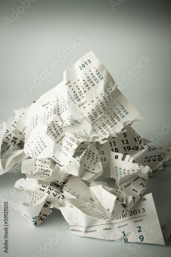Crumpled calendar sheets