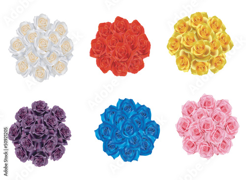 6 color rose bouquet collection