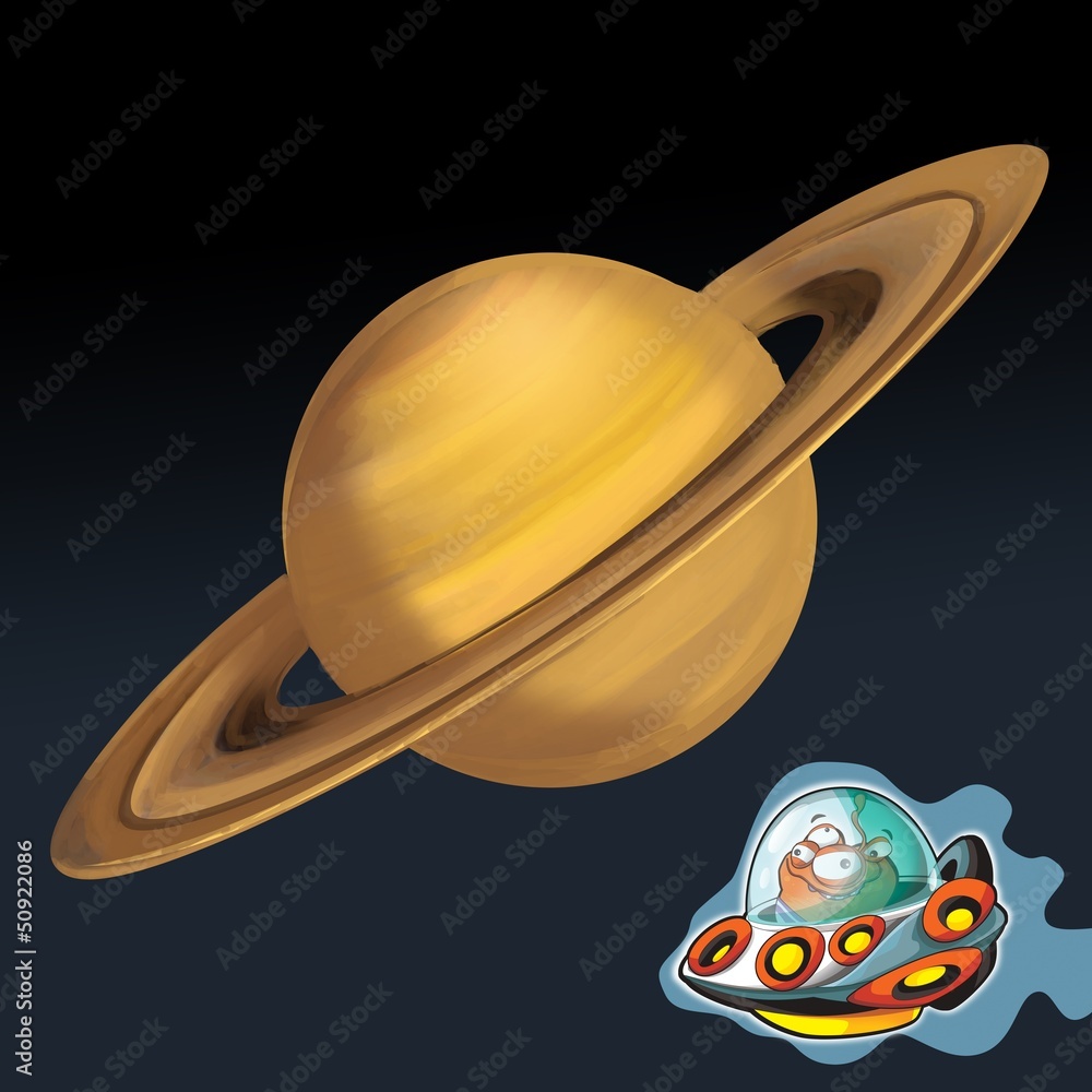 Fototapeta premium The aliens theme- ufo - for kids
