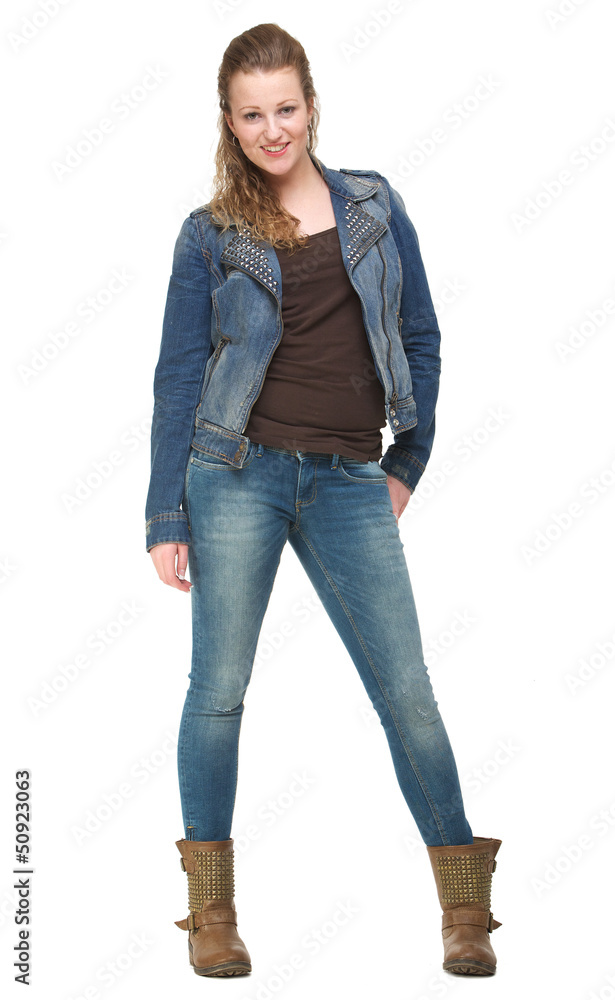 Young Woman Standing Against White Background Young Woman Standing Against White Background