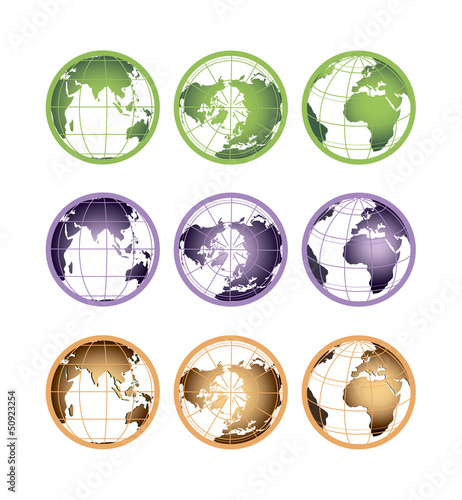 the globe of the earth in different positions