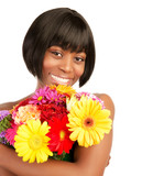 Black woman with bouquet