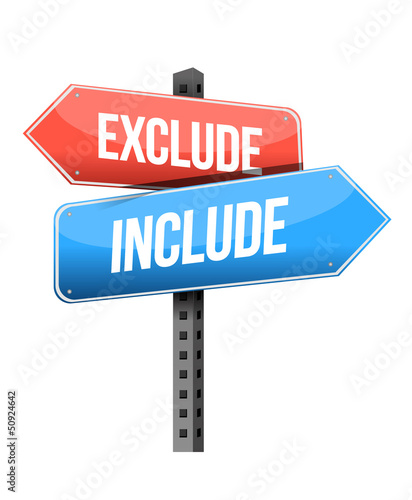 exclude, include road sign