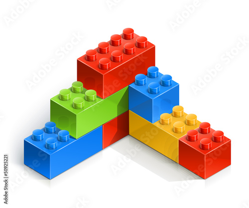 Plastic brick toy isolated on white