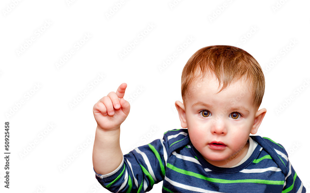 Portrait of beautiful boy pointing finger. Isolated Portrait of beautiful boy pointing finger. Isolated