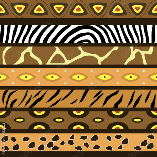 Vector seamless pattern with the skins of African animals