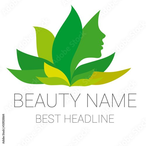 Leaf woman green beauty vector logo