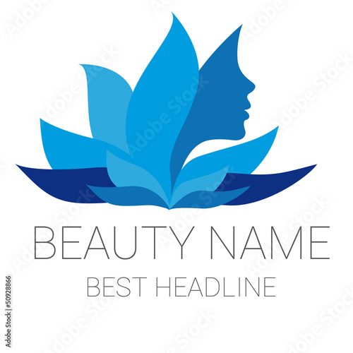 Leaf woman blue beauty vector logo