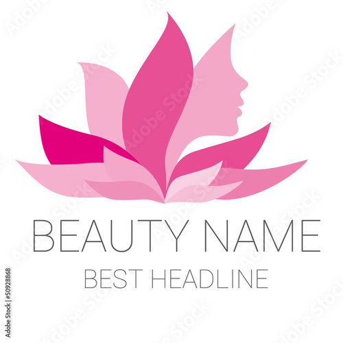 Leaf woman pink beauty vector logo