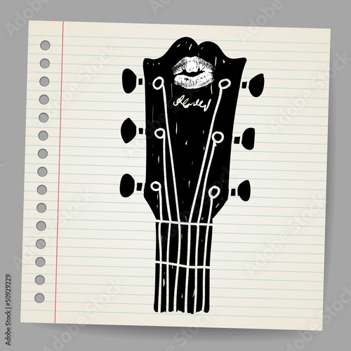 Sticker Vector sketch of an acoustic guitar neck