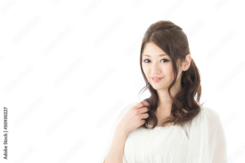 Beautiful asian woman relaxing on white background Beautiful asian woman relaxing on white background