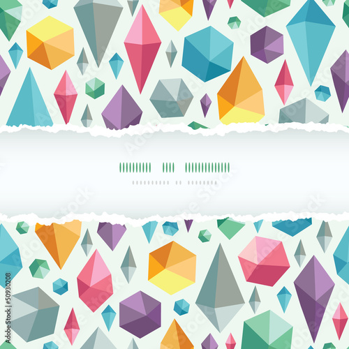 Vector hanging geometric shapes horizontal frame torn on