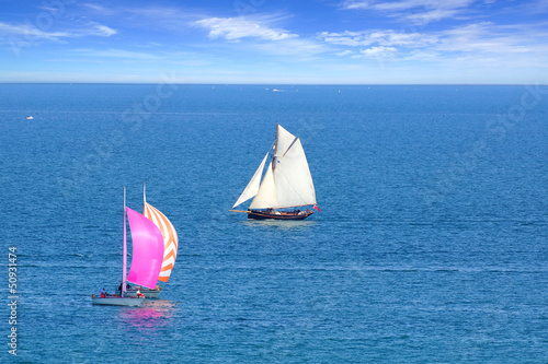 Sailing Regatta in the Cancale Bay.