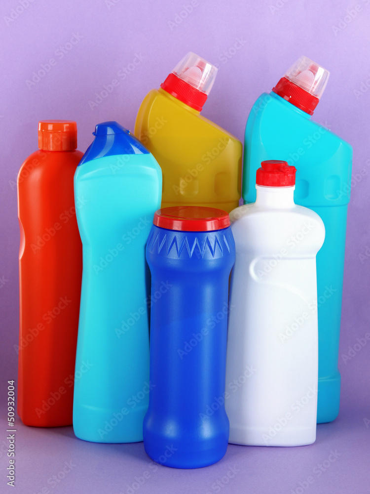 Different kinds of bath and toilet cleaners and colorful Different kinds of bath and toilet cleaners and colorful