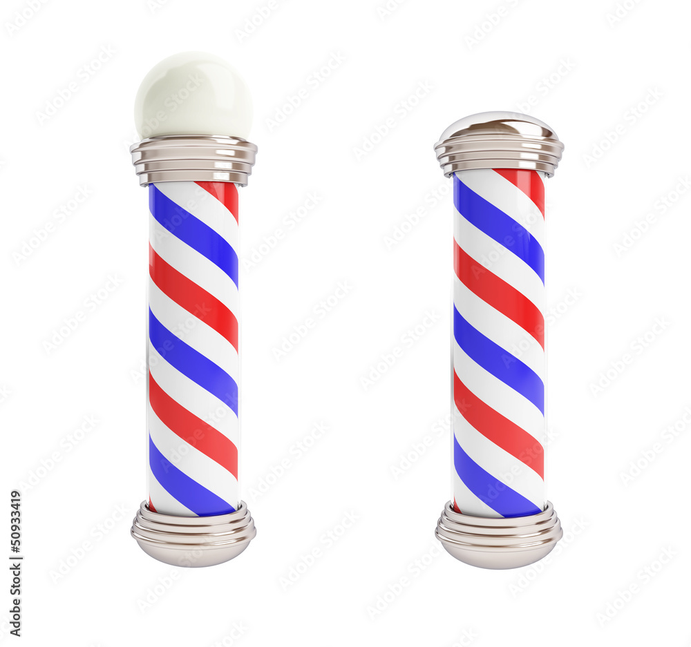 Barber Pole 3d Illustrations on a white background Barber Pole 3d Illustrations on a white background