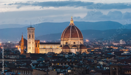 Florence, Cathedral, night panorama