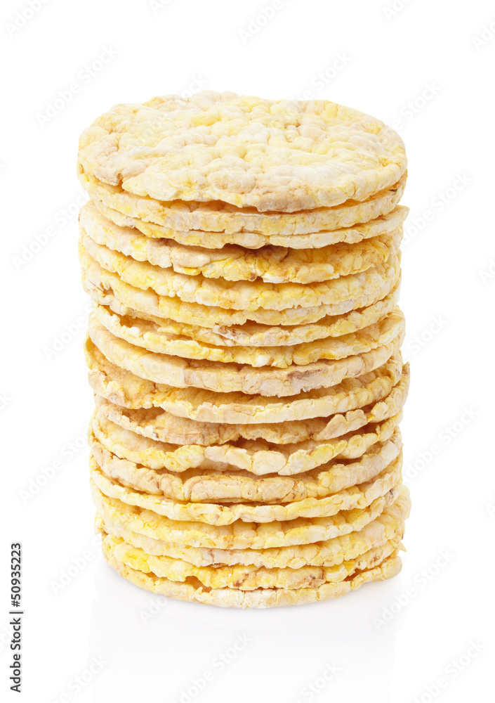 Corn crackers on white, clipping path included Corn crackers on white, clipping path included