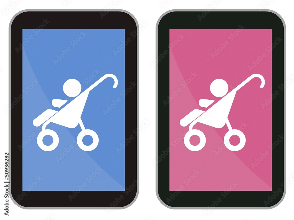 Poussette pour bébé dans une tablette Poussette pour bébé dans une tablette