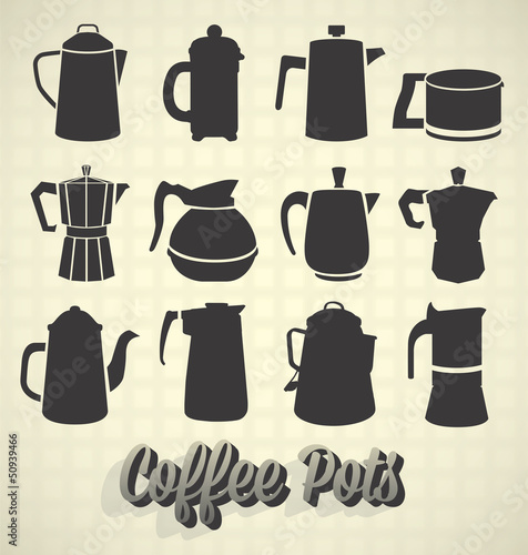 Vector Set: Vintage Coffee Pot Silhouette Icons