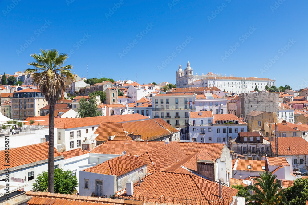 Panoramic of Alfama rooftops, Lisboa, Portugal