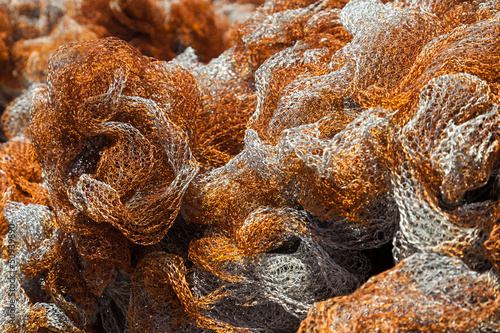 Orange fishing net, close up