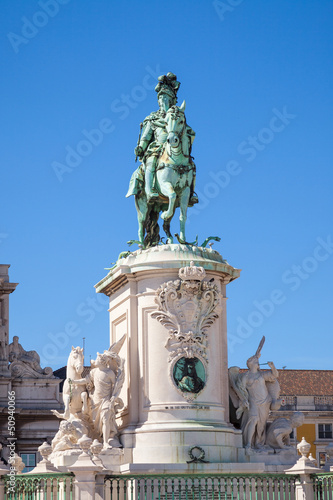 Statue of King Jose I in Commerce square of Lisboa, Portugal