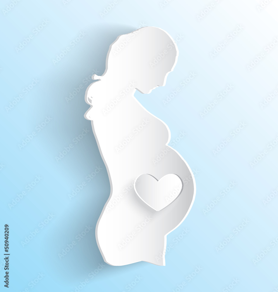 Pregnant Woman with Heart Sticker