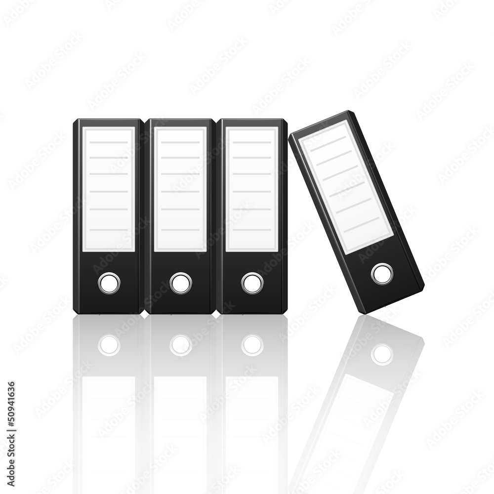 Black binders vertical isolated on white background Black binders vertical isolated on white background