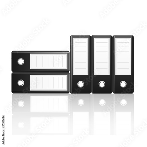 Black binders vertical and  horizontal isolated on white backgro