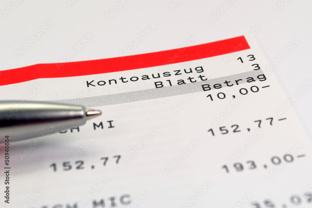 Kontoauszug StockFoto Adobe Stock