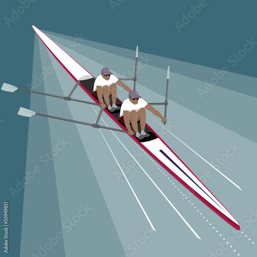 Fotografie, Obraz Rowing Teamwork Sport