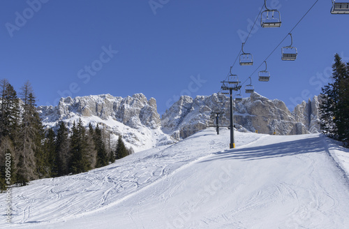 ski run and chair lift at Rosengarten, Costalunga pass © hal_pand_108