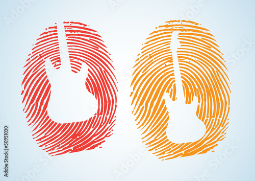 thumbprint with guitar icon.depicting a Music-Lover, musician