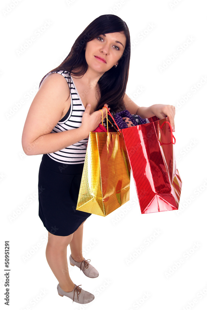 young woman with shopping bags