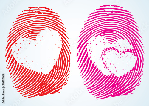 Love / Lovers? thumbprint with the heart Symbol.