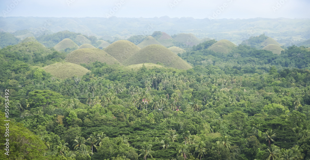 Naklejka premium bohol chocoltae hills panorama philippines