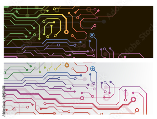 techno circuit web banners. EPS10 vector illustration