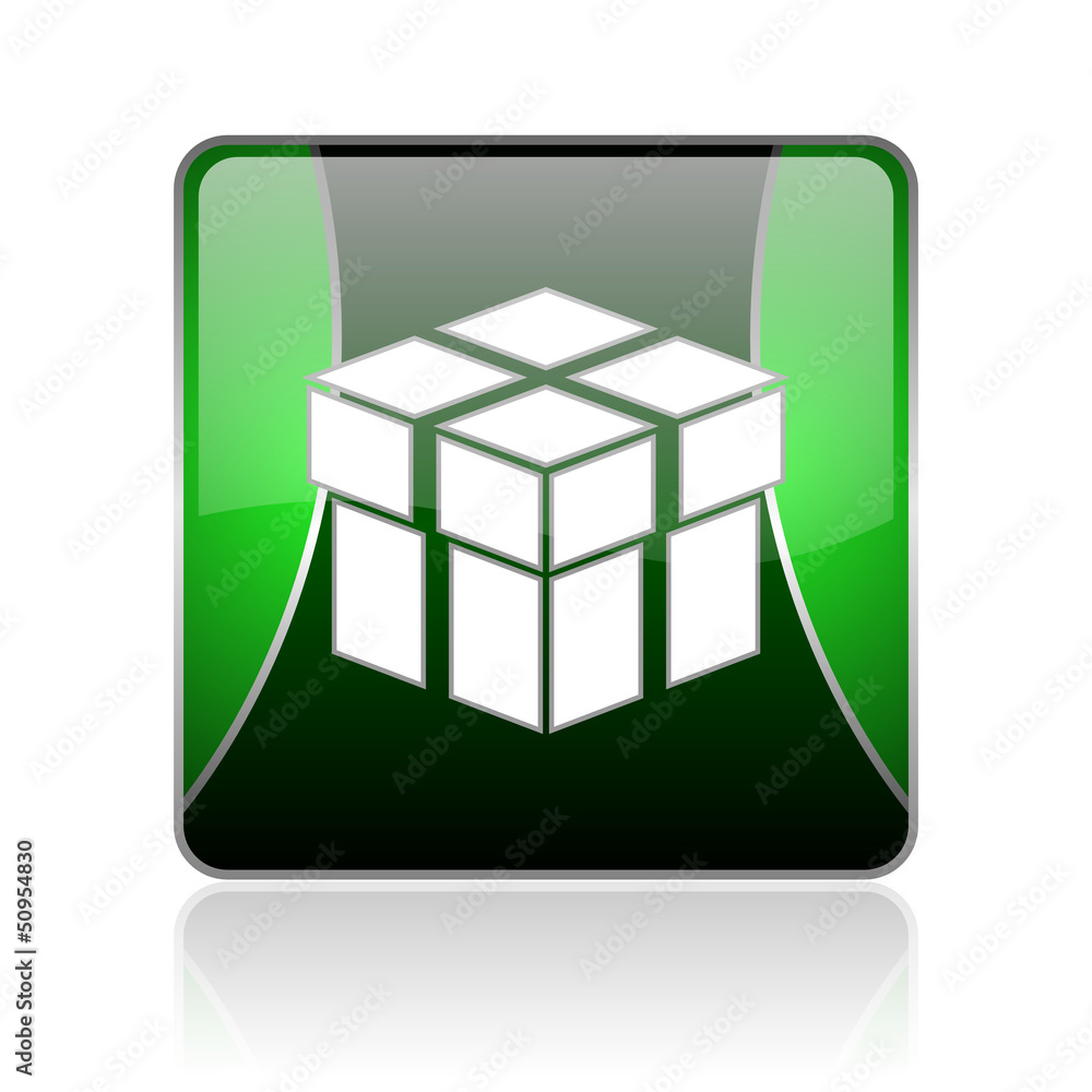 box black and green square web glossy icon