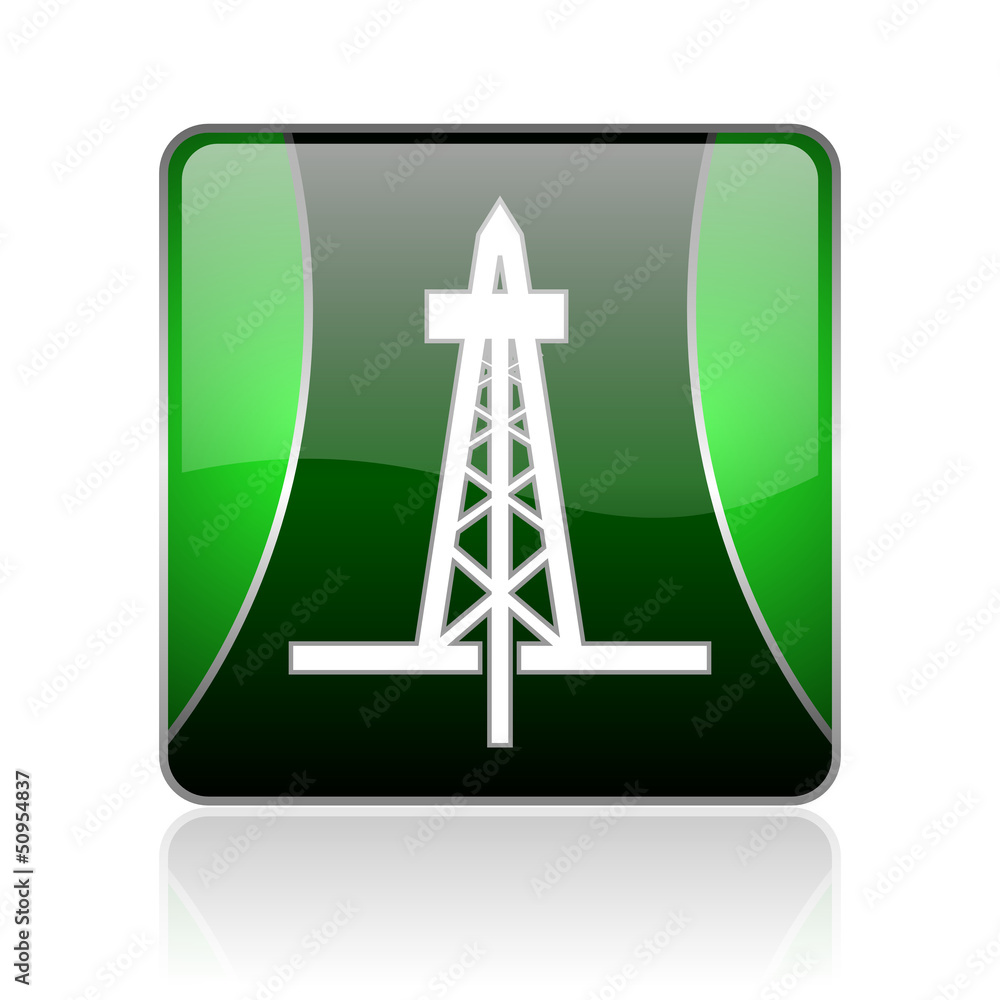 drilling black and green square web glossy icon