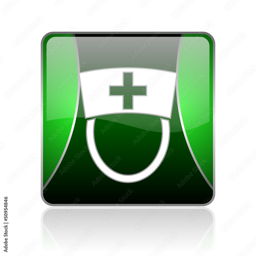 nurse black and green square web glossy icon nurse black and green square web glossy icon